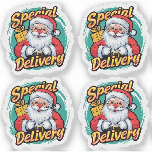 Schattigee Santa Claus speciale levering Vinyl Sticker (Voorkant)
