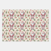 Schattigee Santa Clauses Sleighs Cadeaus en rendie Inpakpapier Vel (Voorkant 3)