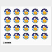 Schattigee Santa Duck met vakantie groeten en name Ronde Sticker (Vel)