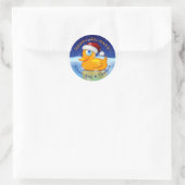 Schattigee Santa Duck met vakantie groeten en name Ronde Sticker (Tas)