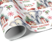 Schattigee Santa Elephant Kinder Kerst Cadeaupapier (Rol Hoek)