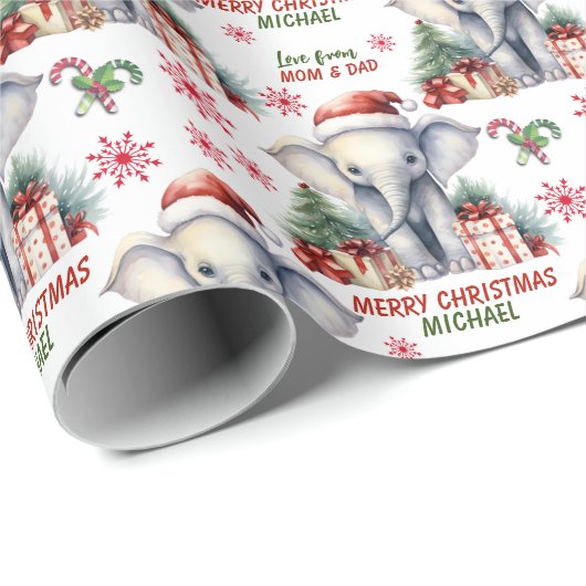 Schattigee Santa Elephant Kinder Kerst Cadeaupapier (Rol Hoek)