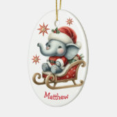 Schattigee Santa Elephant Sleigh Kinder Kerst Keramisch Ornament (Links)