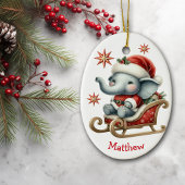 Schattigee Santa Elephant Sleigh Kinder Kerst Keramisch Ornament