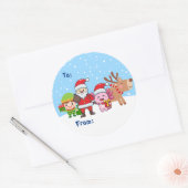 Schattigee Santa Elf Rendier Axolotl Kerstcadeau Ronde Sticker (Envelop)