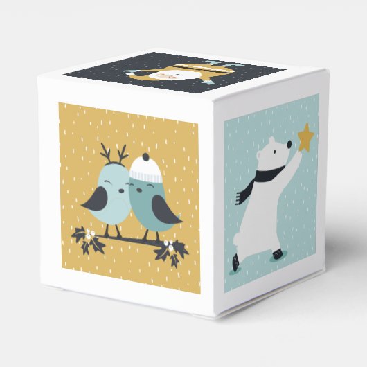 Schattigee Santa en Dieren Kunst Kerst Kinder Bedankdoosjes (Achterkant)