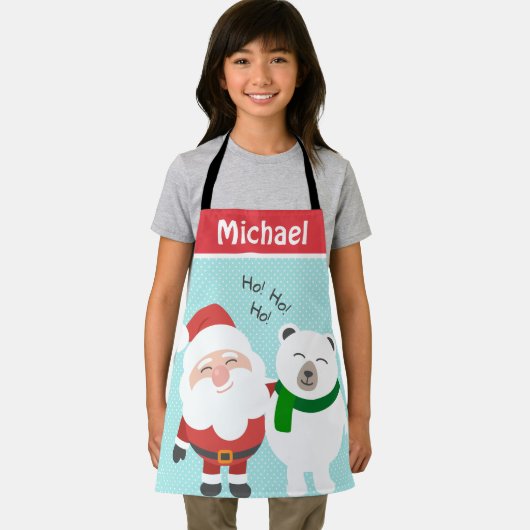 Schattigee Santa en Polar Beer Gepersonaliseerde K Schort (Insitu)