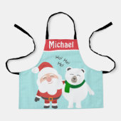 Schattigee Santa en Polar Beer Gepersonaliseerde K Schort (Voorkant)