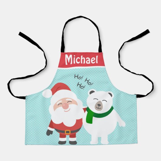 Schattigee Santa en Polar Beer Gepersonaliseerde K Schort (Voorkant)