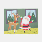 Schattigee Santa en Rudolph Geel & Groen Deurmat (Voorkant)