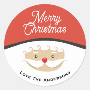 Schattigee Santa Face aangepaste tekst kerst Ronde Sticker
