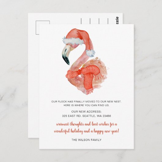 Schattigee Santa Flamingo We hebben vakantie verhu Briefkaart (Voorkant / Achterkant)