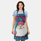 Schattigee Santa Gepersonaliseerd Naam Streep Paar Schort (Gedragen)