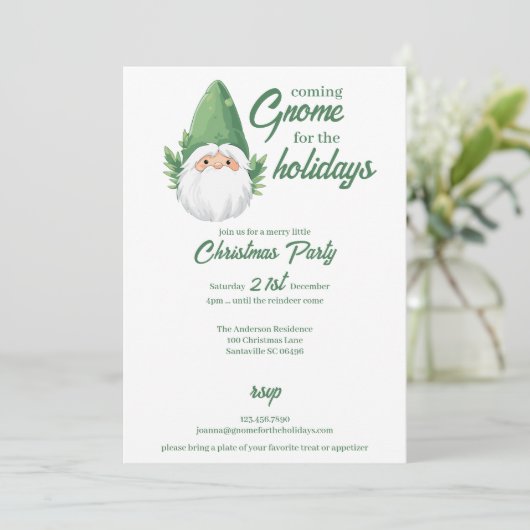 Schattigee Santa Gnome voor de Feestdagen Feestdagenkaart (Staand voorkant)