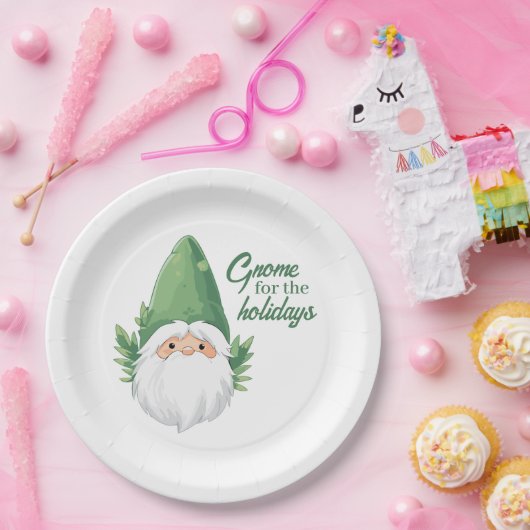 Schattigee Santa Gnome voor de Feestdagen Papieren Bordje (Feest)