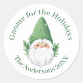 Schattigee Santa Gnome voor de Feestdagen Ronde Sticker (Voorkant)