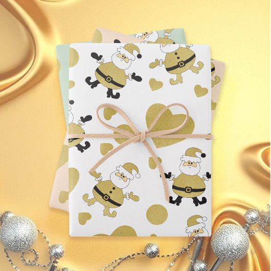 Schattigee Santa Gold Hearts Inpakpapier Vel