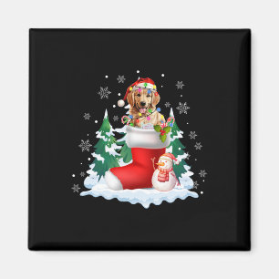 Schattigee Santa Golden Retriever in Christmas Sok Magneet