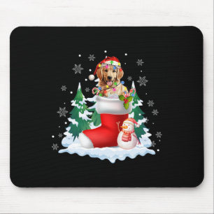 Schattigee Santa Golden Retriever in Christmas Sok Muismat