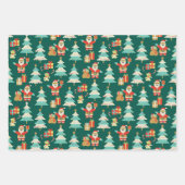 Schattigee Santa groene kerstkleurrijke scene Inpakpapier Vel (Voorkant 2)