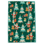 Schattigee Santa groene kerstscène - nostalgische Medium Cadeauzakje (Voorkant)