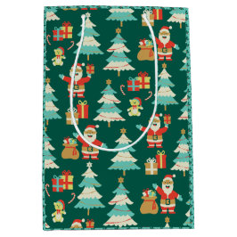 Schattigee Santa groene kerstscène - nostalgische  Medium Cadeauzakje