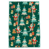 Schattigee Santa groene kerstscène - nostalgische Medium Cadeauzakje (Achterkant)