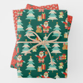 Schattigee Santa groene kleurrijke kerstscène vari Inpakpapier Vel (In situ)