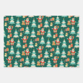 Schattigee Santa groene kleurrijke kerstscène vari Inpakpapier Vel (Voorkant)