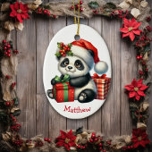 Schattigee Santa Hat Baby Panda Beer Kerst Keramisch Ornament