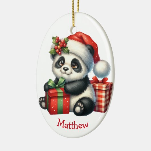 Schattigee Santa Hat Baby Panda Beer Kerst Keramisch Ornament (Links)