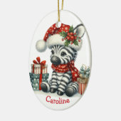 Schattigee Santa Hat Baby Zebra Kerst Keramisch Ornament (Links)