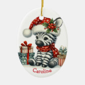 Schattigee Santa Hat Baby Zebra Kerst Keramisch Ornament (Voorkant)