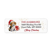 Schattigee Santa Hat Beagle Puppy Gifts Etiket (Voorkant)