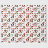 Schattigee Santa Hat Beagle Puppy Kerstmis Cadeaupapier (Vlak)