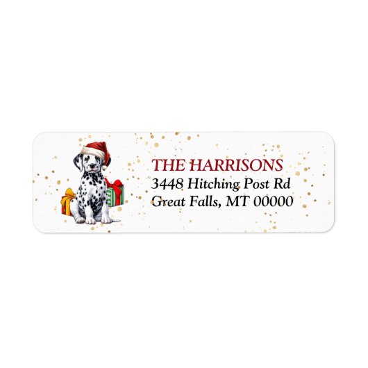 Schattigee Santa Hat Dalmatische Puppy Gifts Etiket (Voorkant)