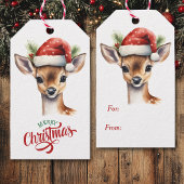 Schattigee Santa Hat Deer Fawn Christmas Cadeaulabel