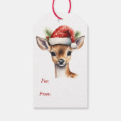 Schattigee Santa Hat Deer Fawn Christmas Cadeaulabel (Achterkant)