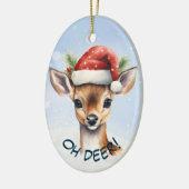 Schattigee Santa Hat Deer Fawn Kinder Keramisch Ornament (Links)