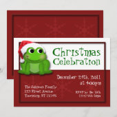 Schattigee Santa Hat Froggy Christmas Party Uitnod Kaart (Voorkant / Achterkant)