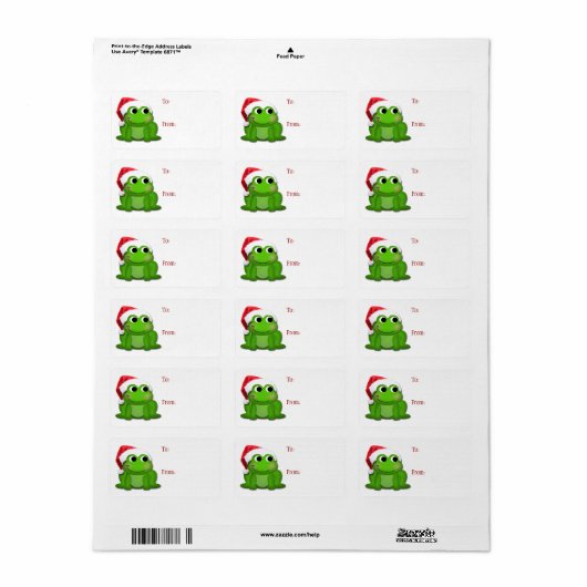 Schattigee Santa Hat Froggy - Kerstcadeau labels (Full Sheet)
