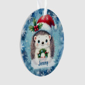 Schattigee Santa Hat Hedgehog kleinkind Ornament (voorkant)