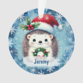 Schattigee Santa Hat Hedgehog kleinkind Ornament (voorkant)