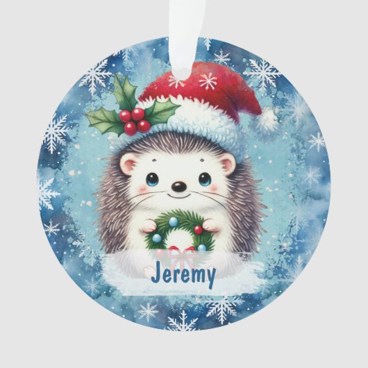 Schattigee Santa Hat Hedgehog kleinkind Ornament (voorkant)