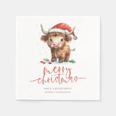 Schattigee Santa Hat Highland Koe Naam Vrolijk Ker Servet (Voorkant)