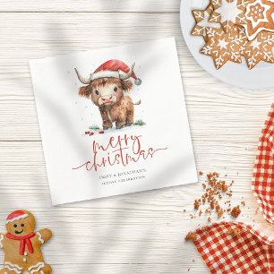 Schattigee Santa Hat Highland Koe Naam Vrolijk Ker Servet