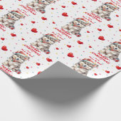 Schattigee Santa Hat Husky Puppy Kinder Kerst Cadeaupapier (Hoek)