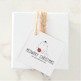 Schattigee Santa Hat Kat met Ornament Kerstvakanti Bedankjes Labels