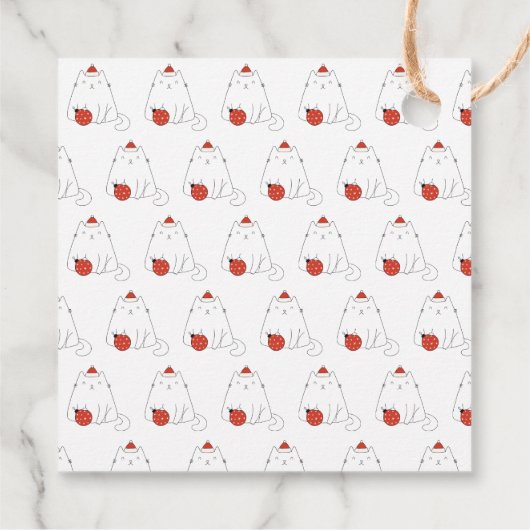 Schattigee Santa Hat Kat met Ornament Kerstvakanti Bedankjes Labels (Achterkant)