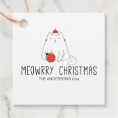 Schattigee Santa Hat Kat met Ornament Kerstvakanti Bedankjes Labels (Voorkant)